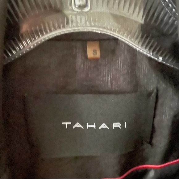 Tahari Black Ruffle Detail Trench Coat - Picture 7 of 9